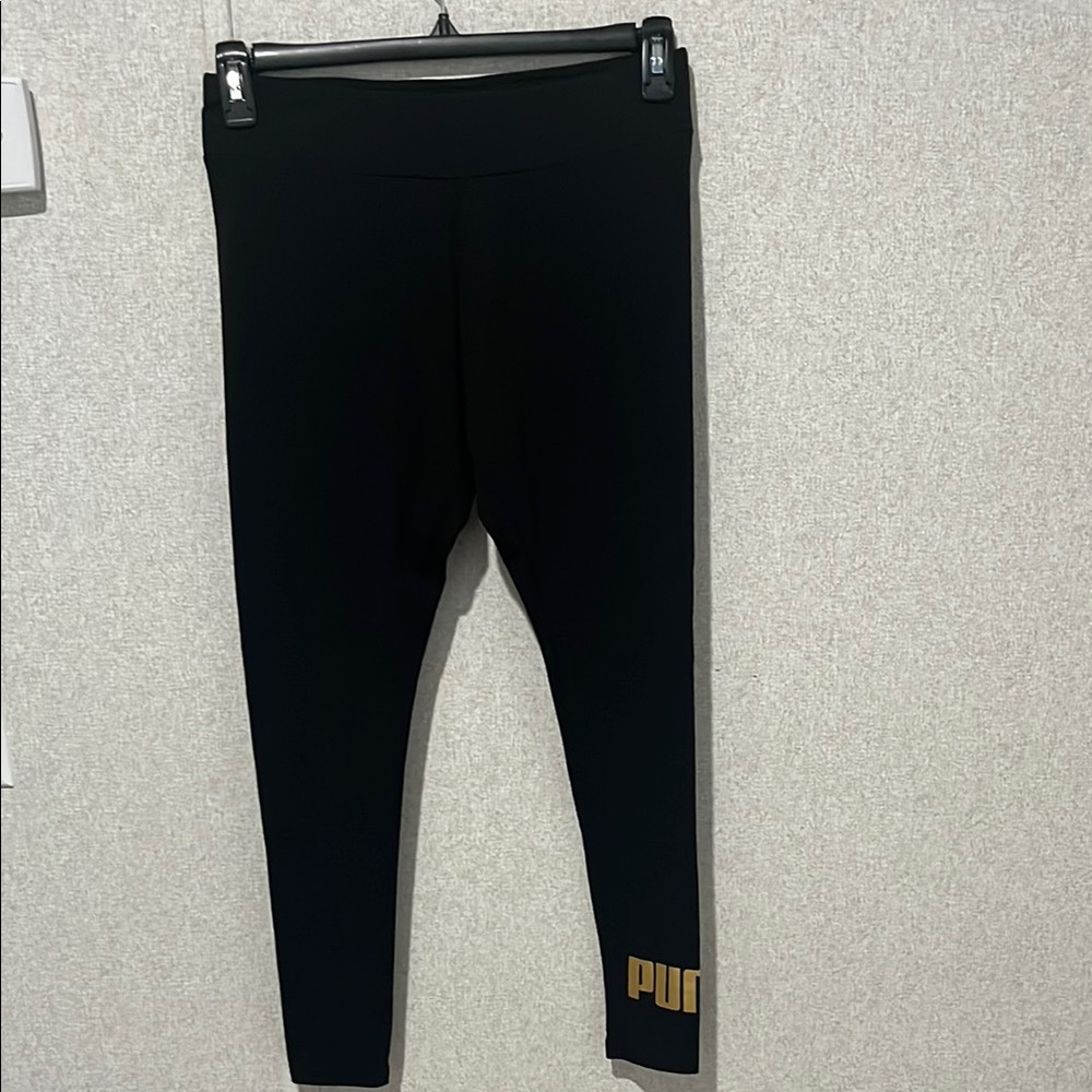 Puma Gold and Black Performance Leggings NWOT